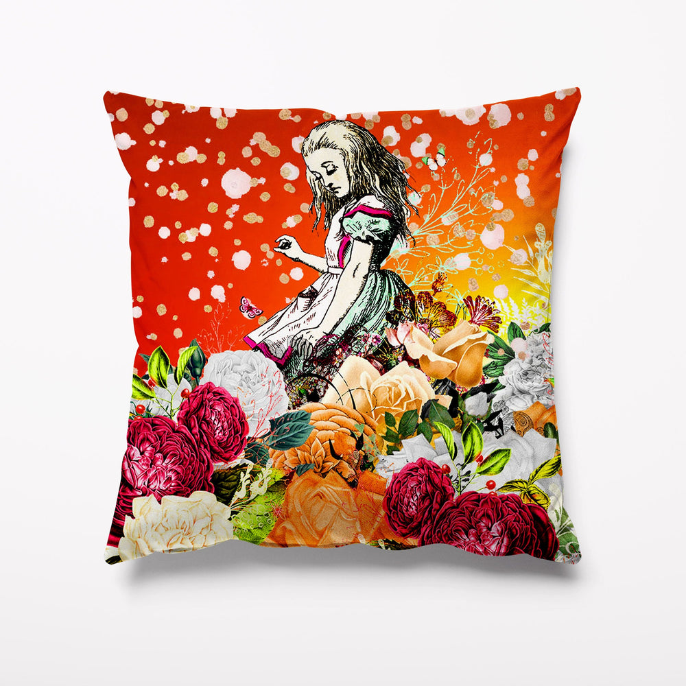 
            
                Load image into Gallery viewer, Outdoor Garden Cushion - Alice in Wonderland Orange - Kitsch Republic
            
        