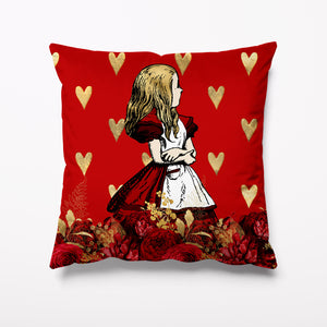 
            
                Load image into Gallery viewer, Outdoor Garden Cushion - Alice in Wonderland Red Gold - Kitsch Republic
            
        