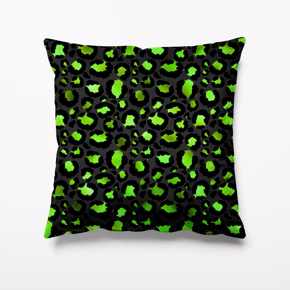 Outdoor Garden Cushion - Leopard Animal Print Green Black - Kitsch Republic