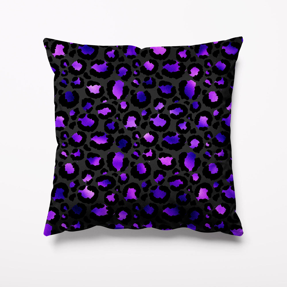 Outdoor Garden Cushion - Leopard Animal Print Purple Black - Kitsch Republic