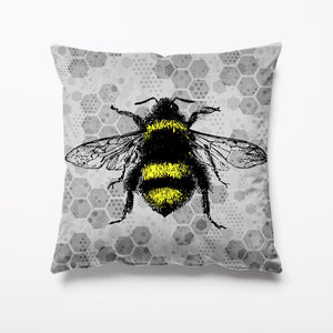 Outdoor Garden Cushion - Grey Honeycomb Bee New - Kitsch Republic
