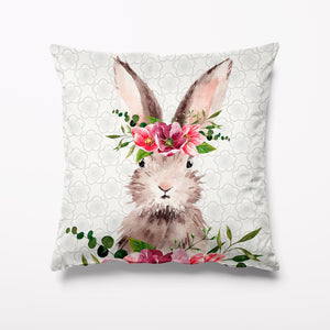 Outdoor Garden Cushion - Cute Rabbit Floral - Kitsch Republic