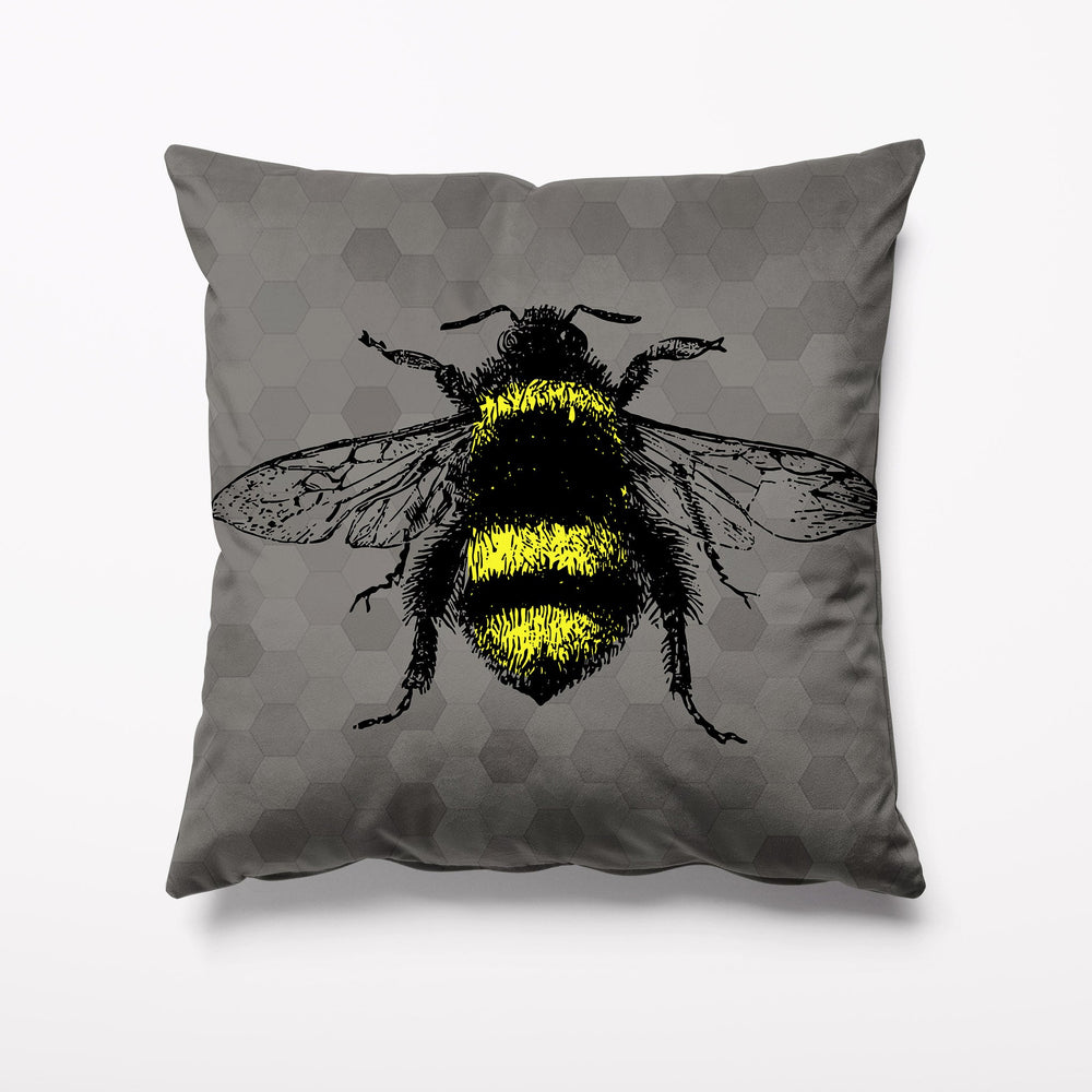 Outdoor Garden Cushion - Grey Bee - Kitsch Republic