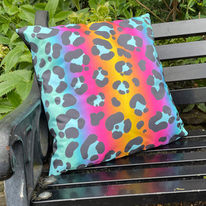 Outdoor Garden Cushion - Neon Leopard Animal Print - Kitsch Republic