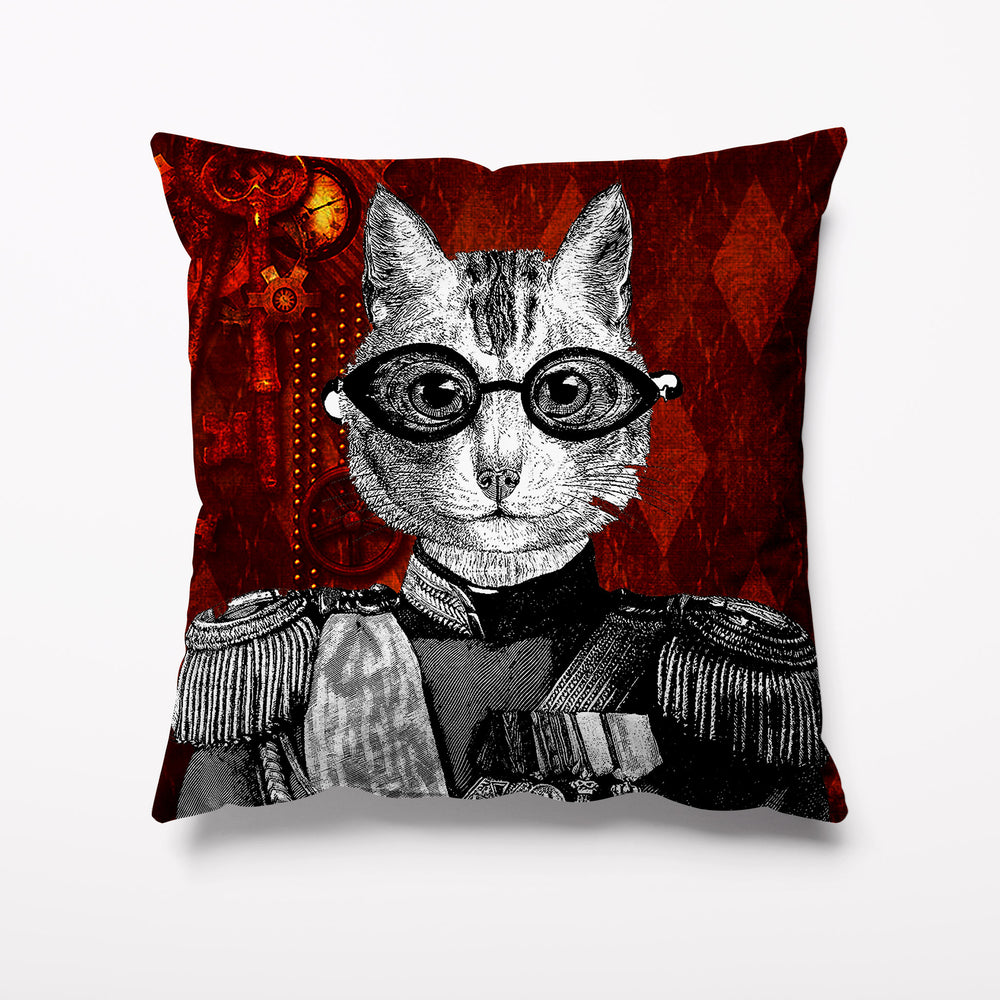 Outdoor Garden Cushion - Steampunk Cat - Kitsch Republic