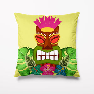 Outdoor Garden Cushion - Tiki Tropical Yellow - Kitsch Republic