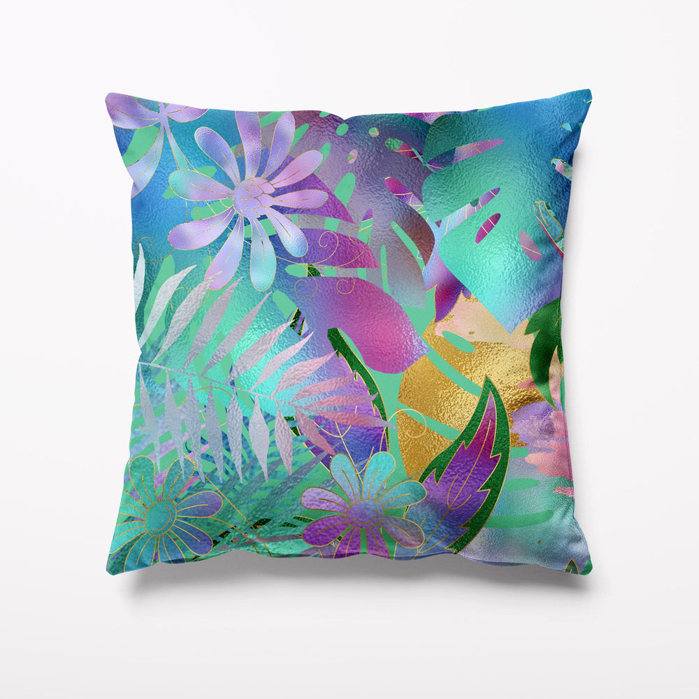 Outdoor Garden Cushion - Tropical Irridescent Leaves - Kitsch Republic