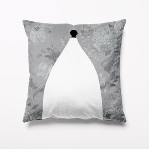 Outdoor Garden Cushion - Bollington White Nancy Grey Vintage Floral - Kitsch Republic