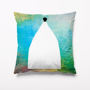 Outdoor Garden Cushion - Bollington White Nancy Teal Textured - Kitsch Republic