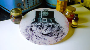 
            
                Load image into Gallery viewer, Steampunk Cat Glass Worktop Saver - Chopping Board - Placemat - Kitsch Republic
            
        