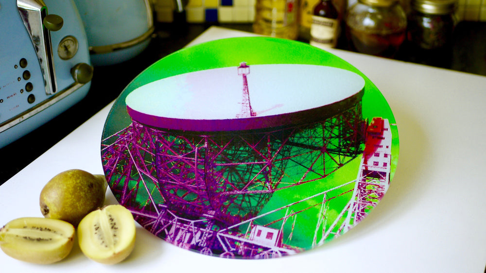 
            
                Load image into Gallery viewer, Jodrell Bank Green Glass Worktop Saver - Chopping Board - Placemat - Kitsch Republic
            
        
