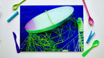 Jodrell Bank Blue 40cm x 30cm Glass Worktop Saver / Serving Platter / Placemat - Kitsch Republic
