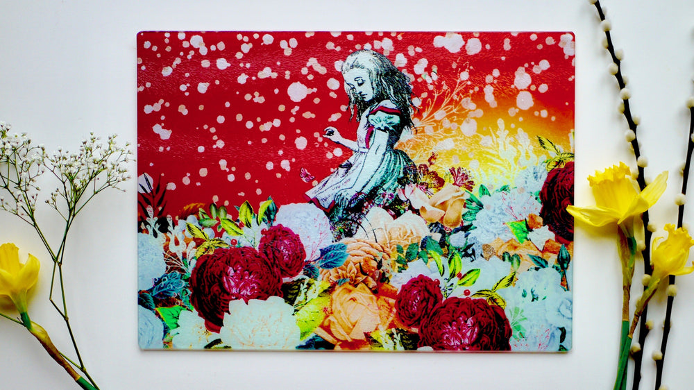 
            
                Load image into Gallery viewer, Alice in Wonderland Orange 40cm x 30cm Worktop Saver - Kitsch Republic
            
        