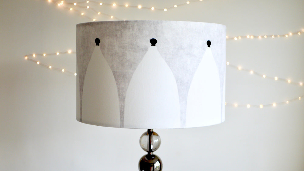 White Nancy Lampshade - Bollington - 40cm Grey Velvet - Kitsch Republic