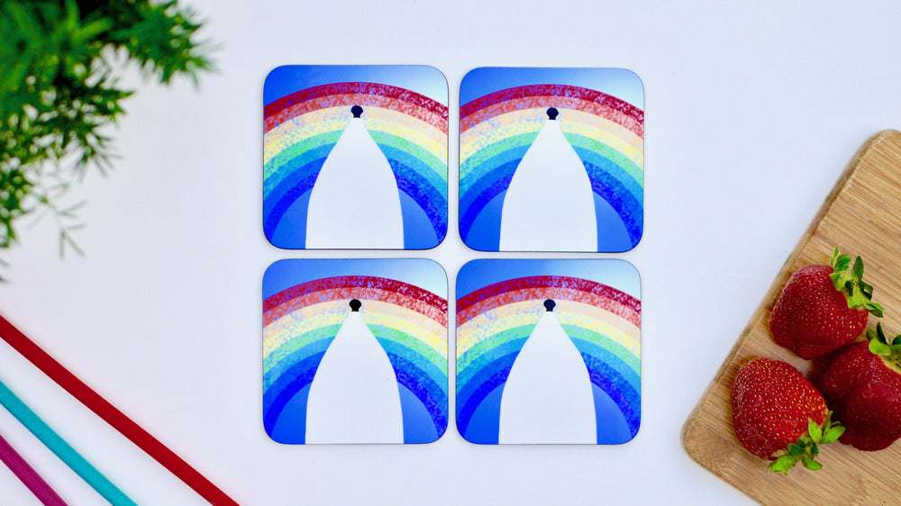 White Nancy Coasters - Bollington - Rainbow Set of 4 - Kitsch Republic