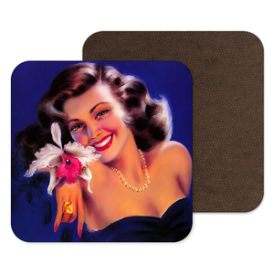 Glamour, Pin up, vintage style coaster, retro glamourous