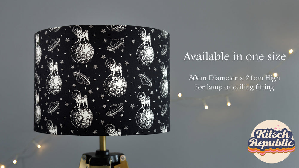Pug Dog in Space Lampshade - For Lamp or Ceiling - Kitsch Republic