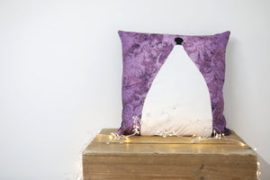 
            
                Load image into Gallery viewer, White Nancy Bollington Purple Velvet Cushion - Kitsch Republic
            
        