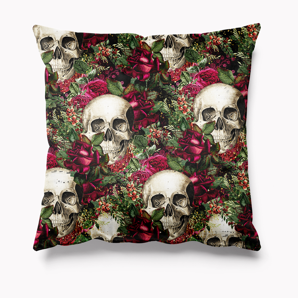 
            
                Load image into Gallery viewer, Red Skulls Roses Horror Halloween Velvet Cushion
            
        