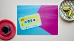 Blue Pink Cassette 80s Retro 40cm x 30cm Glass Worktop Saver / Serving Platter / Placemat - Kitsch Republic