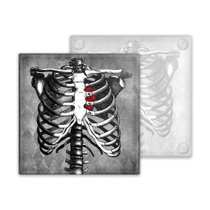 Rib Cage and Anatomical Heart Glass Coaster