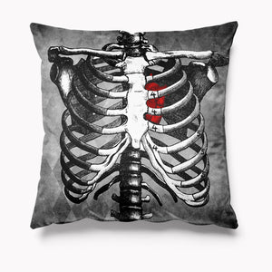 Ribcage and Heart Velvet Cushion