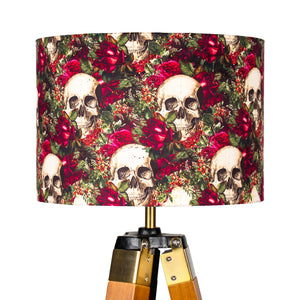 
            
                Load image into Gallery viewer, Black and Red Skull Black Velvet Lampshade
            
        