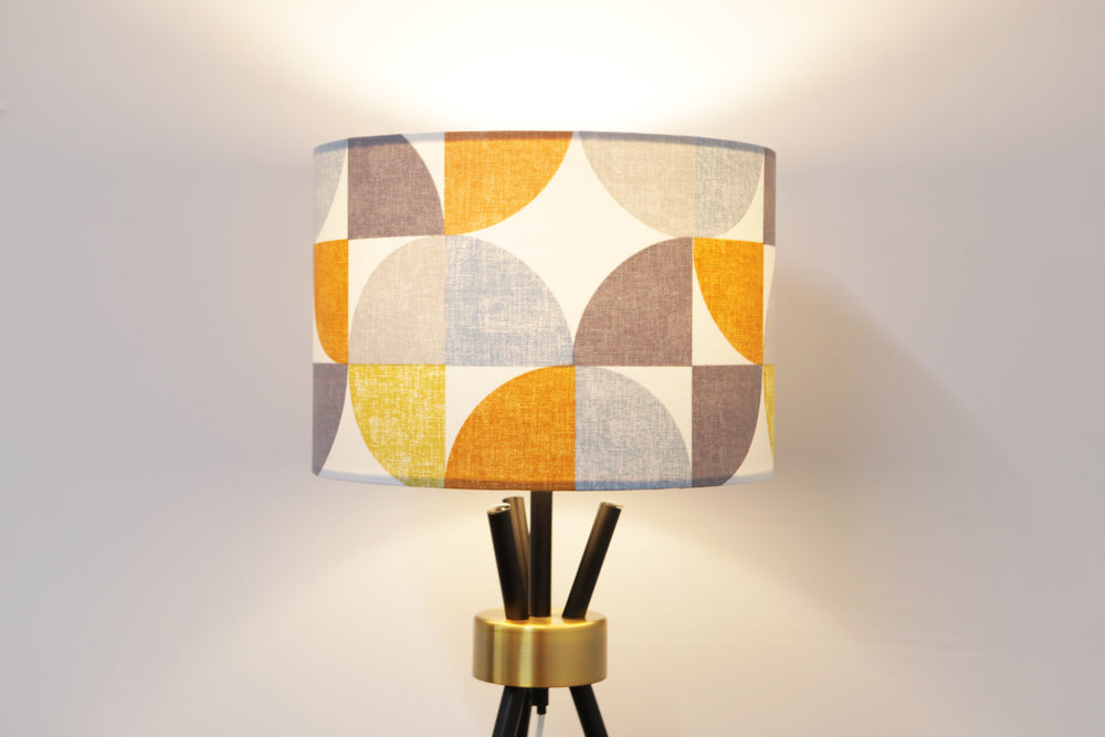 Scandi Circles Lampshade - Orange and Grey - Kitsch Republic
