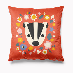 
            
                Load image into Gallery viewer, Scatterbrain Velvet Cushion - Badger - Kitsch Republic
            
        