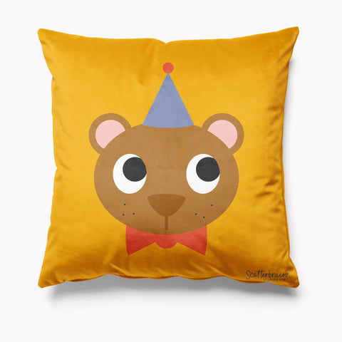 Scatterbrain Velvet Cushion - Bear - Kitsch Republic
