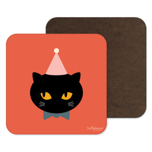 Scatterbrain Coaster - Mr Kitty Black Cat - Kitsch Republic