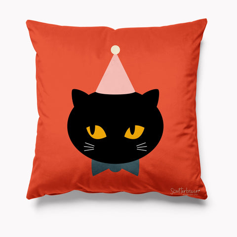 Scatterbrain Velvet Cushion - Mr Kitty - Kitsch Republic