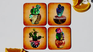 Cactus Succulents Coasters - Set of 4 - Kitsch Republic