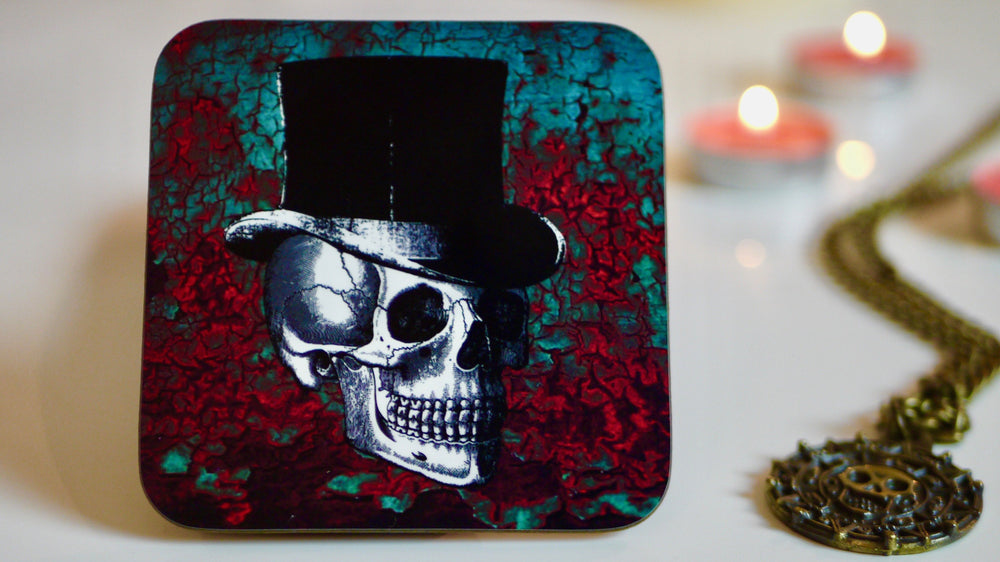 Rust Skull Day of the Dead Floral Coaster - Kitsch Republic