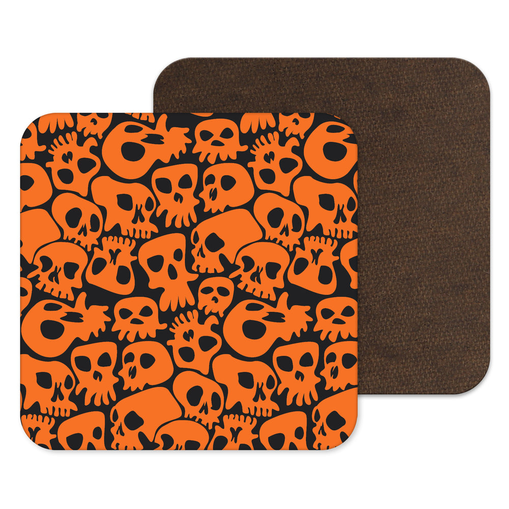 
            
                Load image into Gallery viewer, Skulls Black and Orange Coaster
            
        