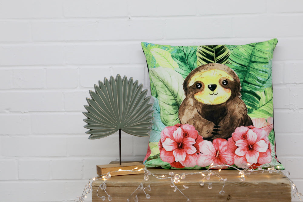 Cute Sloth Velvet Cushion - Kitsch Republic