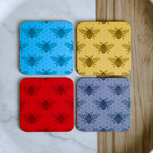 Bee coaster, Beekeeper Gift, Mancunian Drinks Mat, Manchester Coaster, Manchester Gift, Bees