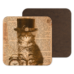 Steampunk, Victoriana, Steampunk Cat in Goggles Coaster, Steampunk Drinks Mat