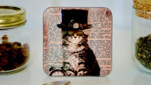 
            
                Load image into Gallery viewer, Steampunk Cat in Top Hat Coaster - Steampunk Collection - Kitsch Republic
            
        