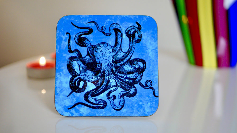 Steampunk Blue Kraken Octopus Coaster - Steampunk Collection - Kitsch Republic