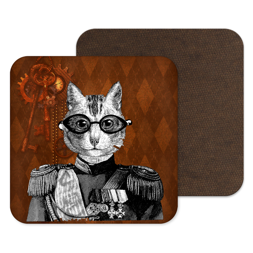 
            
                Load image into Gallery viewer, Steampunk Cat Victoriana Coaster Drinks Mat
            
        