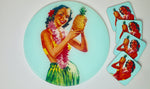 Tiki Pinup Pineapple Tropical Worktop Saver - Chopping Board - Placemat - Kitsch Republic