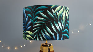 Tropical Leaves Black GreenNatural Botanical Lampshade - Kitsch Republic