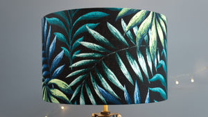 Tropical Leaves Black GreenNatural Botanical Lampshade - Kitsch Republic