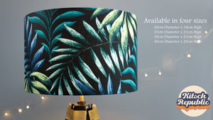 Tropical Leaves Black GreenNatural Botanical Lampshade - Kitsch Republic