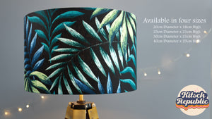 
            
                Load image into Gallery viewer, Tropical Leaves Black GreenNatural Botanical Lampshade - Kitsch Republic
            
        