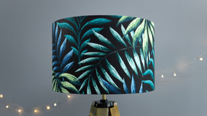 Tropical Leaves Black GreenNatural Botanical Lampshade - Kitsch Republic