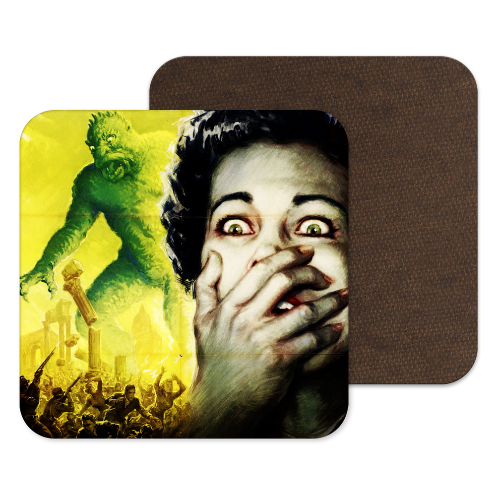 Vintage Horror Film Coaster Halloween Yellow