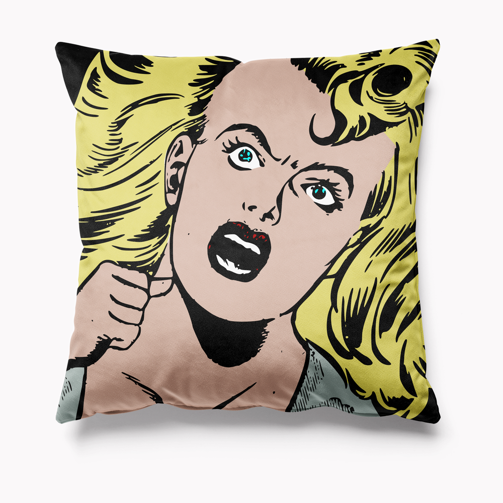 
            
                Load image into Gallery viewer, Vintage Horror Film Screaming Woman Halloween Velvet Cushion
            
        