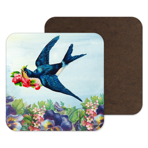 Swallow Bird Peace Love Vintage Romantic Coaster Drinks Mat